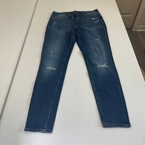 Vigoss Marley Skinny Jeans Mens W31 L29 Mid Rise Distressed Dark Wash Blue Denim